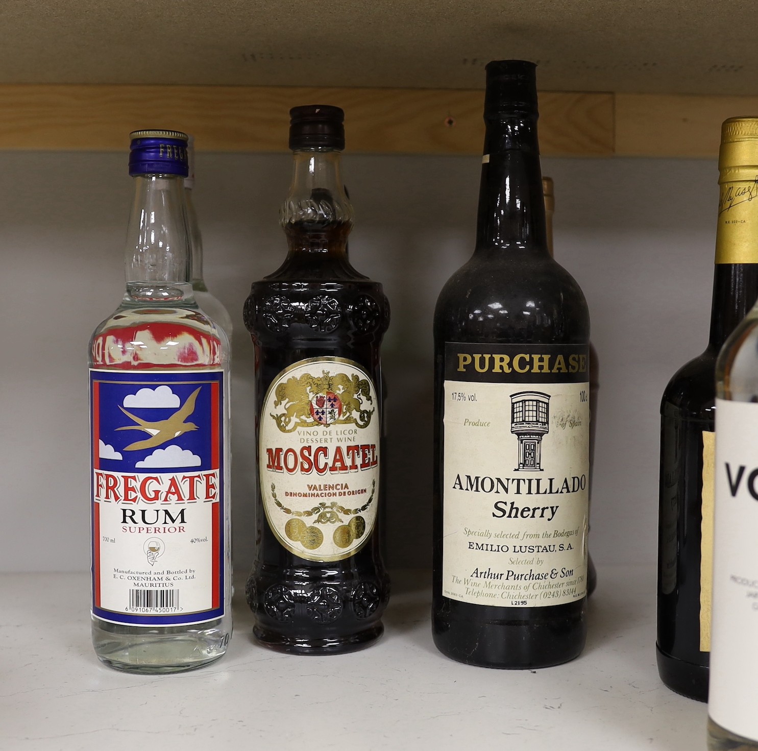 A selection of spirits, brandies and sherries